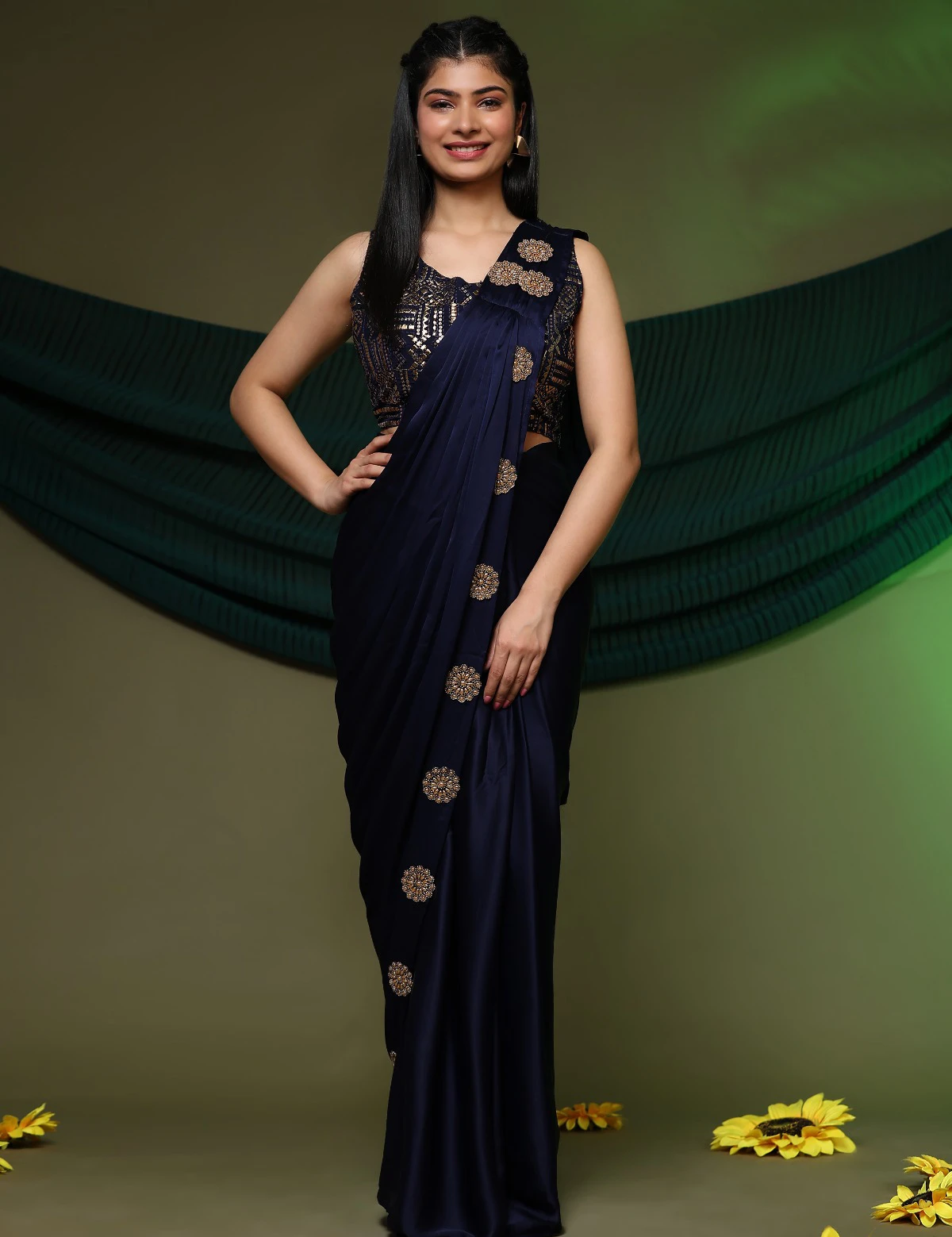 Amoha A273 Pure Satin Wholesale Fancy Readymade Sarees Catalog — Wholesale Sarees, AMOHA wholesale from Surat - Gallery Image 2